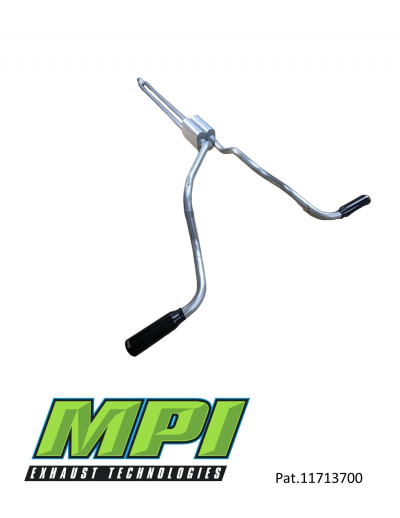MPI Exhaust Technologies Clamp-on Kit w/Mufflers & Powder Coated Black Tips - D121-BTPSBLK-C